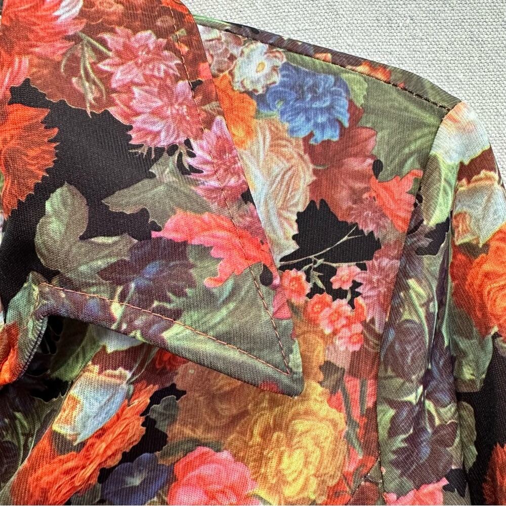 Vintage 70s Garden Colorful Floral Button Down Midi Shirt Dress Size 14 - Picture 13 of 16